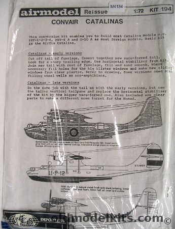 Airmodel 1/72 Convair Catalinas PBY-1/PBY-2/PBY-3/PBY-4/PBY-6A/O-10A Conversion Bagged, 194 plastic model kit